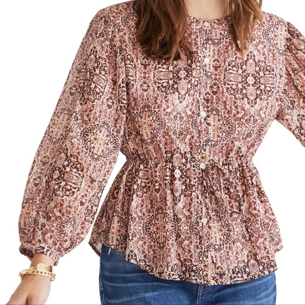 Madewell | Drawstring Top In Kaleidoscope Print (size XXS)